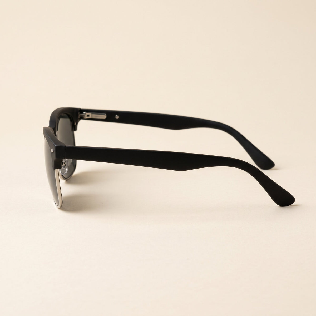 The Brow in Matte Black polarized sunglasses, side profile